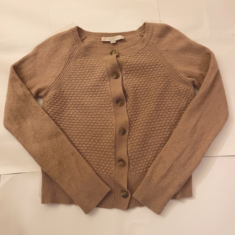 Loft Wool Blend Button Up Cardigan Sweater